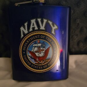 Department of the Navy, United States Of America Blue Flask with Naval Emblem.